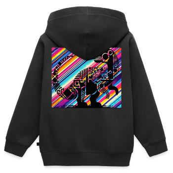 Dino - Kinder Premium Organic Zip Hoodie - Schwarz - Hinten - AI Model Kid Male (0cm)