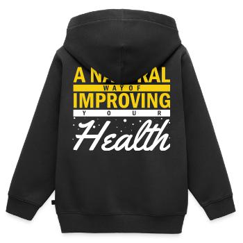 Your Health - Kinder Premium Organic Zip Hoodie - Schwarz - Hinten - AI Model Kid Male (0cm)