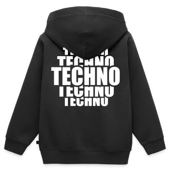 Techno Liebe Zitat Spruch Musik Party Feiern Logo - Kinder Premium Organic Zip Hoodie - Schwarz - Hinten - AI Model Kid Male (0cm)