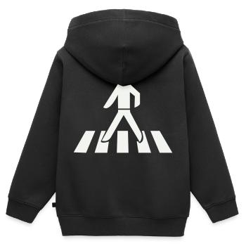Franchissement du passage piéton - Sweat Premium à capuche zippé enfant bio - noir - Dos - AI Model Kid Male (0cm)