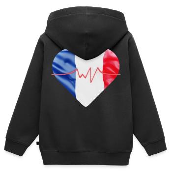 Französische Flagge - blau, weiß, rot - Kinder Premium Organic Zip Hoodie - Schwarz - Hinten - AI Model Kid Male (0cm)