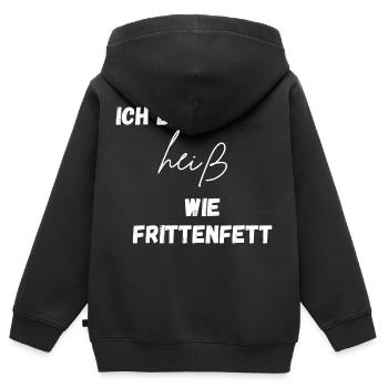 Heiß wie Frittenfett - Kinder Premium Organic Zip Hoodie - Schwarz - Hinten - AI Model Kid Male (0cm)
