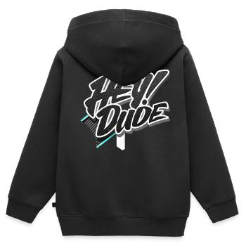 hey Kumpel - Kinder Premium Organic Zip Hoodie - Schwarz - Hinten - AI Model Kid Male (0cm)