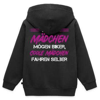 Brave Mädchen – Erobern die Straße - Kinder Premium Organic Zip Hoodie - Schwarz - Hinten - AI Model Kid Male (0cm)