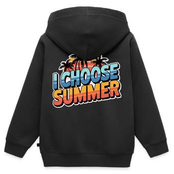 choose summer - vacances d'été - Sweat Premium à capuche zippé enfant bio - noir - Dos - AI Model Kid Male (0cm)