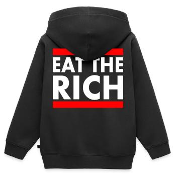 Eat the rich - Kinder Premium Organic Zip Hoodie - Schwarz - Hinten - AI Model Kid Male (0cm)