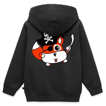 Little Cute Captain Fox Pirate Animal Eye Patch - Kids Premium Organic Zip-up Hoodie - black - Back - AI Model Kid Male (0cm)