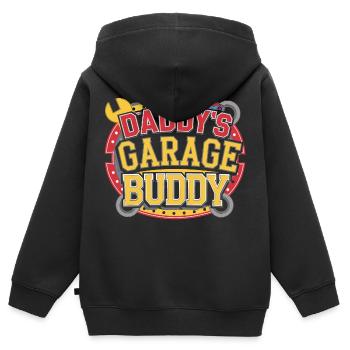 S’amuser dans l’atelier avec papa - Sweat Premium à capuche zippé enfant bio - noir - Dos - AI Model Kid Male (0cm)