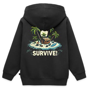 VACANCES SUR L’ÎLE - Sweat Premium à capuche zippé enfant bio - noir - Dos - AI Model Kid Male (0cm)