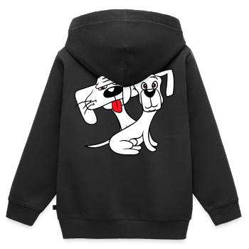 2 Hunde Gucken Lustig Komisch Albern Sitzen Cool - Kinder Premium Organic Zip Hoodie - Schwarz - Hinten - AI Model Kid Male (0cm)