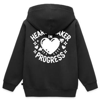 Heartbreaker in Progress - Kids Premium Organic Zip-up Hoodie - black - Back - AI Model Kid Male (0cm)