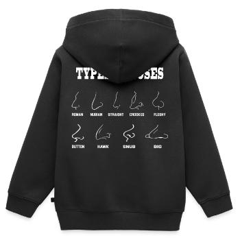 Types of Noses Vintage Nose shapes - Sweat Premium à capuche zippé enfant bio - noir - Dos - AI Model Kid Male (0cm)