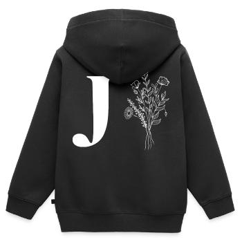 Minimalistische Blumen - Kinder Premium Organic Zip Hoodie - Schwarz - Hinten - AI Model Kid Male (0cm)
