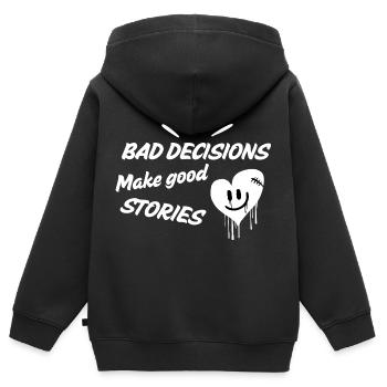 Bad decisions make good stories! - Kinder Premium Organic Zip Hoodie - Schwarz - Hinten - AI Model Kid Male (0cm)