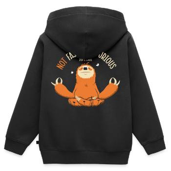 Paresseux not fast not furious - Sweat Premium à capuche zippé enfant bio - noir - Dos - AI Model Kid Male (0cm)