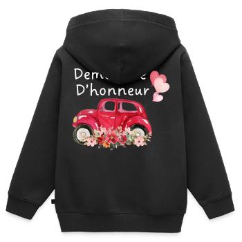 Brautjungfer Auto Braut Blumen - Kinder Premium Organic Zip Hoodie - Schwarz - Hinten - AI Model Kid Male (0cm)
