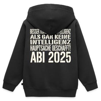 Abi Spruch 2025 - Kinder Premium Organic Zip Hoodie - Schwarz - Hinten - AI Model Kid Male (0cm)