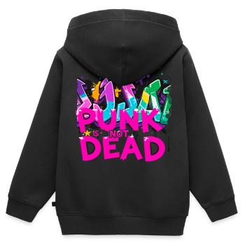 Le punk n’est pas mort ,lettres ,graffiti,typo - Sweat Premium à capuche zippé enfant bio - noir - Dos - AI Model Kid Male (0cm)