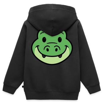 Visage de crocodile - Sweat Premium à capuche zippé enfant bio - noir - Dos - AI Model Kid Male (0cm)