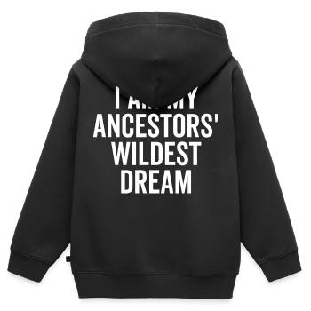 Je suis le rêve le plus fou de mes ancêtres - Sweat Premium à capuche zippé enfant bio - noir - Dos - AI Model Kid Male (0cm)