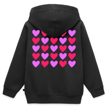 Herzen Bunt Liebe Herz - Kinder Premium Organic Zip Hoodie - Schwarz - Hinten - AI Model Kid Male (0cm)