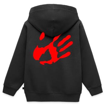 Spuren Hand - Kinder Premium Organic Zip Hoodie - Schwarz - Hinten - AI Model Kid Male (0cm)