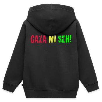 Gaza Mi Seh! - Sweat Premium à capuche zippé enfant bio - noir - Dos - AI Model Kid Male (0cm)