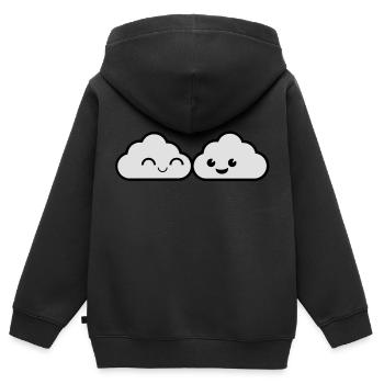 Paar Wolken - Kinder Premium Organic Zip Hoodie - Schwarz - Hinten - AI Model Kid Male (0cm)
