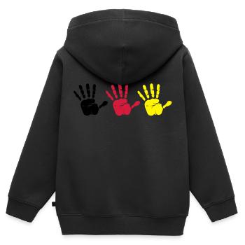Empreinte de main Trio - Sweat Premium à capuche zippé enfant bio - noir - Dos - AI Model Kid Male (0cm)