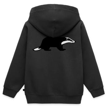 Blaireau - Sweat Premium à capuche zippé enfant bio - noir - Dos - AI Model Kid Male (0cm)