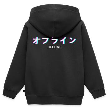 Offline Vaporwave Japan - Kinder Premium Organic Zip Hoodie - Schwarz - Hinten - AI Model Kid Male (0cm)
