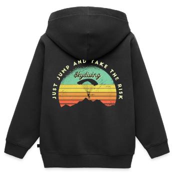 Destiné au parachutage - Sweat Premium à capuche zippé enfant bio - noir - Dos - AI Model Kid Male (0cm)