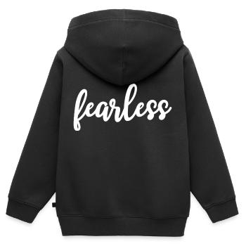 fearless Calligraphie Motivation - Sweat Premium à capuche zippé enfant bio - noir - Dos - AI Model Kid Male (0cm)