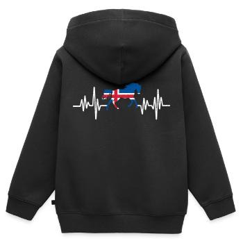 Islandpferde Herzschlag Isi Toelt Tölt Isländer Pf - Kinder Premium Organic Zip Hoodie - Schwarz - Hinten - AI Model Kid Male (0cm)
