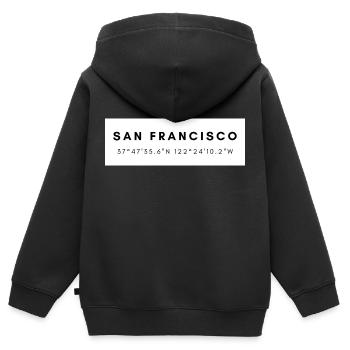 San Francisco Souvenirs - Sweat Premium à capuche zippé enfant bio - noir - Dos - AI Model Kid Male (0cm)