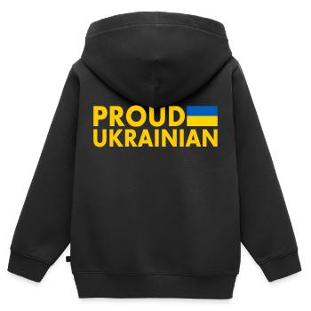 Proud ukrainian - Kids Premium Organic Zip-up Hoodie - black - Back - AI Model Kid Male (0cm)