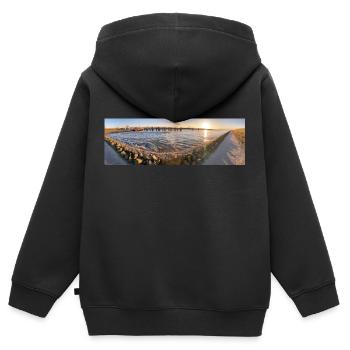 Panorama Coucher de soleil Husum - Sweat Premium à capuche zippé enfant bio - noir - Dos - AI Model Kid Male (0cm)