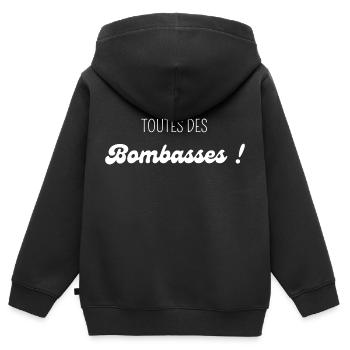 toutes des bombasses - Sweat Premium à capuche zippé enfant bio - noir - Dos - AI Model Kid Male (0cm)