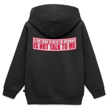 ne me parle pas - Sweat Premium à capuche zippé enfant bio - noir - Dos - AI Model Kid Male (0cm)