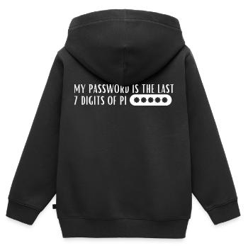 Mein Passwort ist die letzten 7 Ziffern von Pi - Kinder Premium Organic Zip Hoodie - Schwarz - Hinten - AI Model Kid Male (0cm)