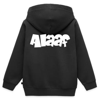 Alaaf - Kinder Premium Organic Zip Hoodie - Schwarz - Hinten - AI Model Kid Male (0cm)