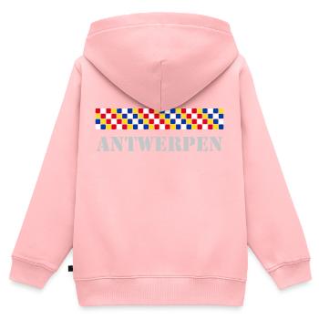 Antwerpen - Kinder Premium Organic Zip Hoodie - Rosa - Hinten - AI Model Kid Female (0cm)