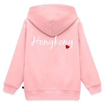 Hongkong - Kinder Premium Organic Zip Hoodie - Rosa - Hinten - AI Model Kid Female (0cm)