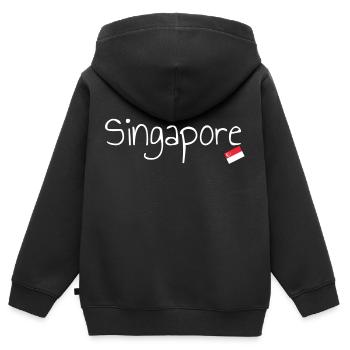 Singapour - Sweat Premium à capuche zippé enfant bio - noir - Dos - AI Model Kid Male (0cm)