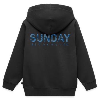 SONNTAG - Kinder Premium Organic Zip Hoodie - Schwarz - Hinten - AI Model Kid Male (0cm)