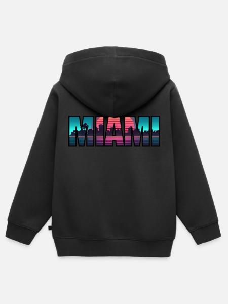 MIAMI BEACH - Kinder Premium Organic Zip Hoodie - Schwarz