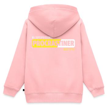 Procrastiner / citations drôles - Sweat Premium à capuche zippé enfant bio - rose - Dos - AI Model Kid Female (0cm)