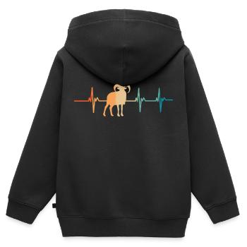 Mufflon-Herzschlag - Kinder Premium Organic Zip Hoodie - Schwarz - Hinten - AI Model Kid Male (0cm)