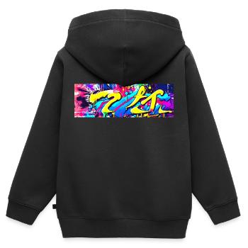 Graffiti Farbe Fleck Streetart - Kinder Premium Organic Zip Hoodie - Schwarz - Hinten - AI Model Kid Male (0cm)