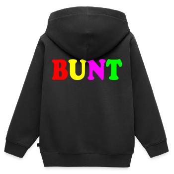 Bunt - Kinder Premium Organic Zip Hoodie - Schwarz - Hinten - AI Model Kid Male (0cm)